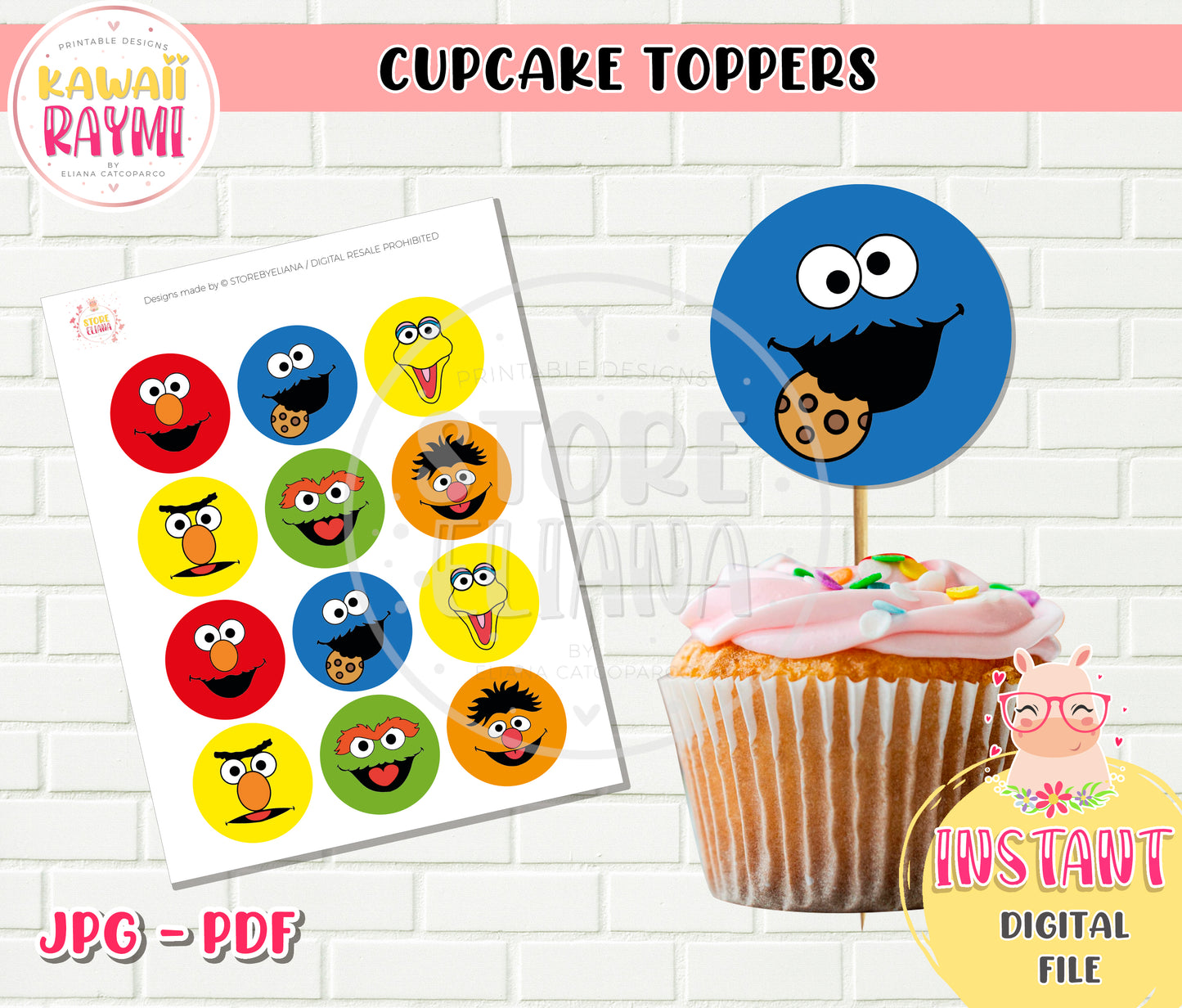 Sesame Street Cupcake toppers
