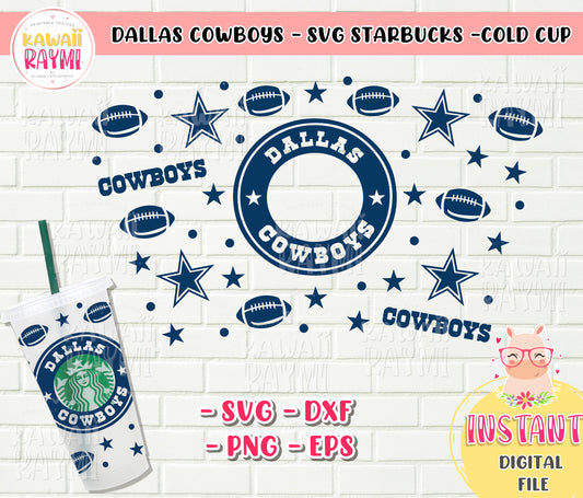 Dallas Cowboys Svg Starbucks cup, Sport Svg, Football Svg, Starbucks Cowboys, Starbucks Cold Cup Venti Tamaño 24 Oz SVG, DIY Descarga instantánea