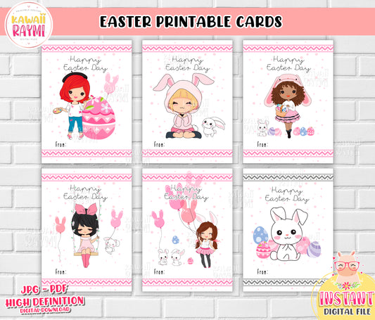 Easter Greeting Cards, Whimsical Easter Cards Pack, Bunny Easter Cards, Easter Cards for Kids, Cute Easter Card