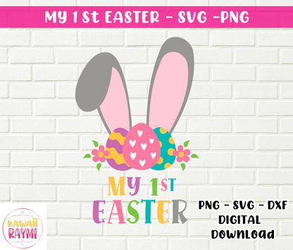 Mi primera Pascua SVG -Mi primer archivo de corte CRICUT de orejas de conejo de Pascua