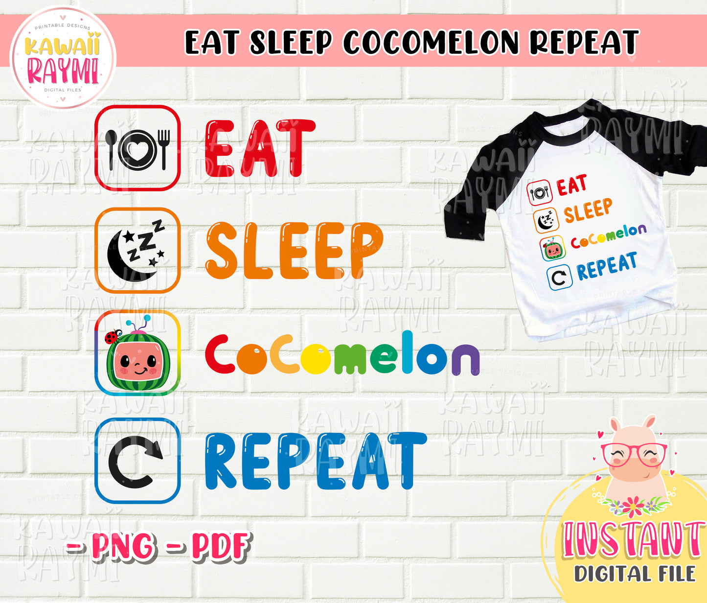 Eat, Sleep, Cocomelon, Repeat, clipart, iron on transfer digital, sublimation, Instan Download PNG