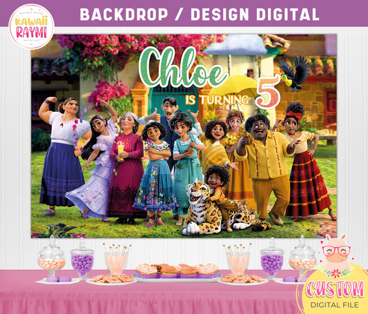 Encanto backdrop, encanto custom backdrop digital file JPG, birthday party family madrigal