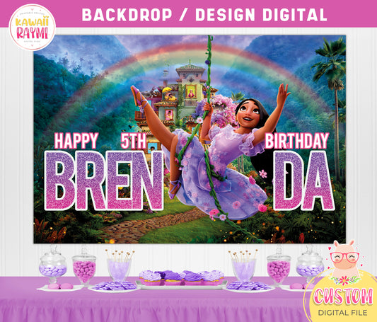 Encanto Isabela birthday backdrop, Encanto isabela party supplies, Encanto custom backdrop digital file, Encanto birthday party