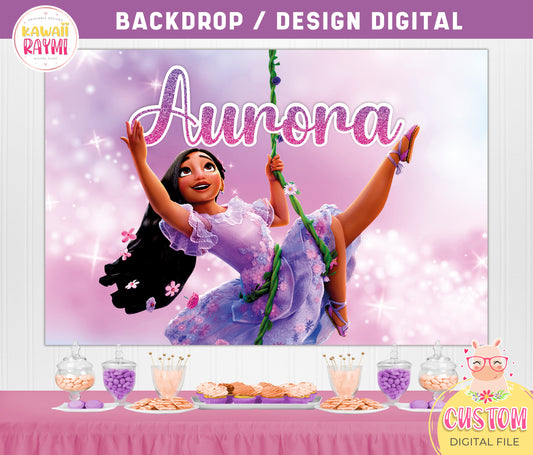 Encanto Isabella birthday backdrop, Encanto isabela party supplies, Encanto custom backdrop digital file, Encanto birthday party