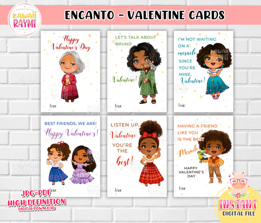 PRINTABLE Encanto Valentines Kids Movie Kid Miracle Mirabel Cute Funny We Don't Talk About Bruno Valentine Day DIY Instant Download Digital