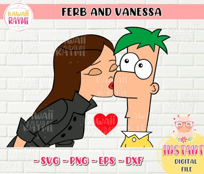 FERB Y VANESSA Love SVG - PNG - Cricut-Cut File-Descarga instantánea