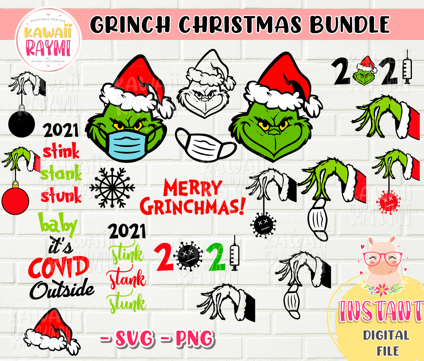 GRINCH CHRISTMAS COVID BUNDLE - SVG - PNG