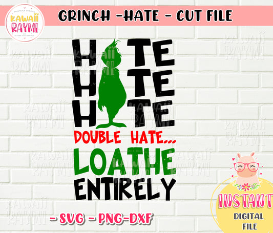 GRINCH-HATE-DOUBLE HAT- SVG- ARCHIVO DE CORTE-NAVIDAD-ARCHIVO DE CORTE