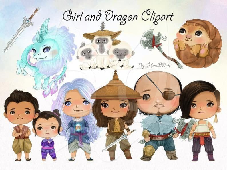 Girl and dragon - Raya and the last dragon Clipart-INSTANT DOWNLOAD