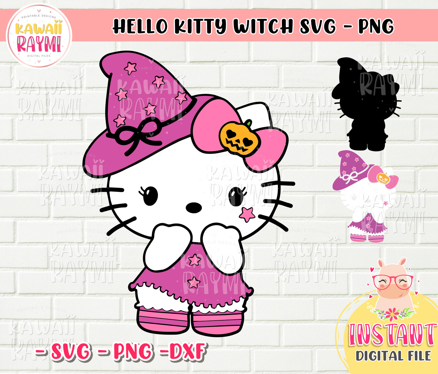 Hello Kitty Witch SVG, PNG, cut file, layered, halloween HK, hello kitty cricut