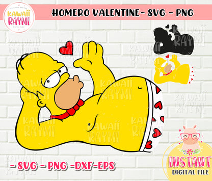 Homero Valentine SVG, archivo de corte cricut, en capas, homero, amor