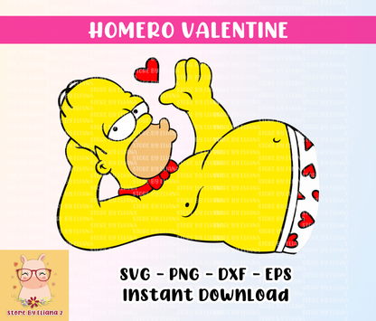 Homero Valentine SVG, archivo de corte cricut, en capas, homero, amor