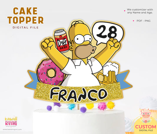 Homero topper de torta personalizado imprimible