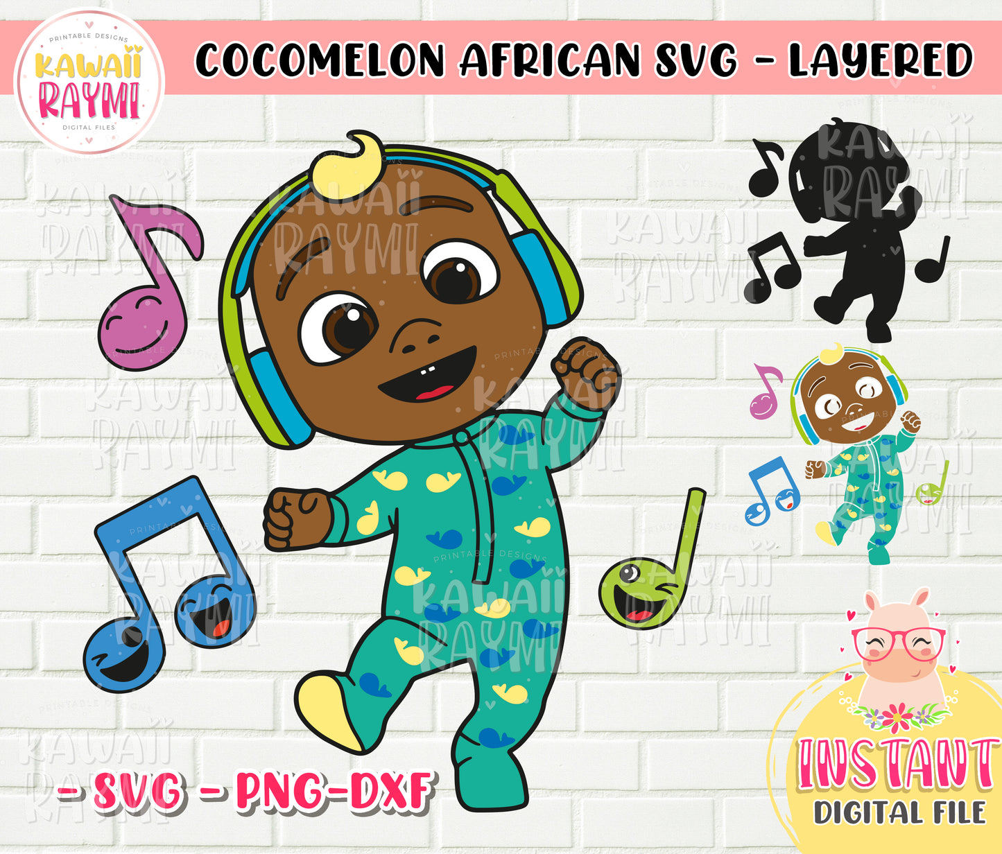 Cocomelon American African JJ BABY -SVG-PNG- cut file layered, cricut-Instant Download