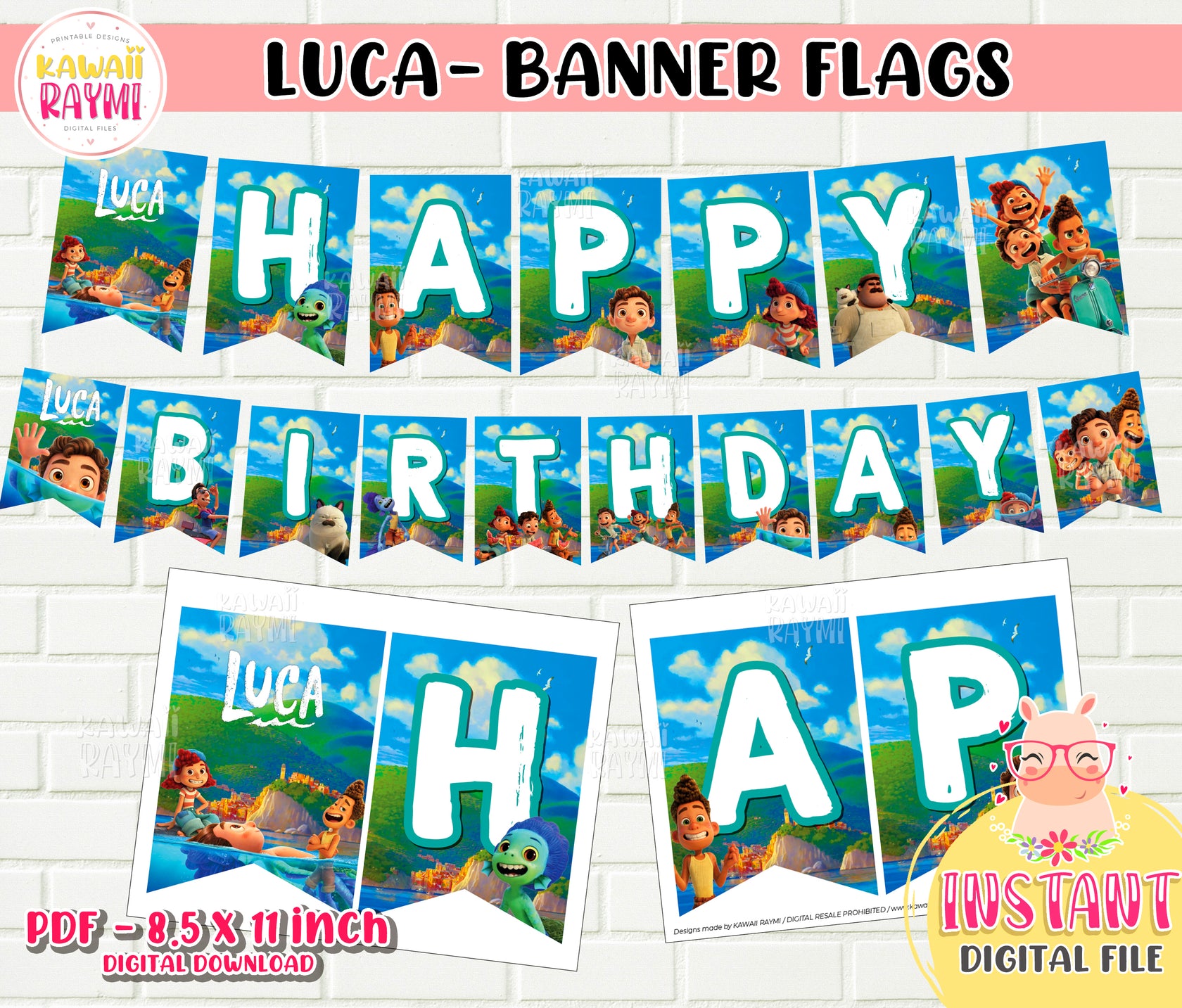 Luca Happy Birthday Banner Flags – Kawaii Raymi