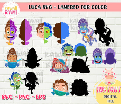 Paquete LUCA DISNEY SVG-PNG-EPS % OFERTA - CRICUT PARA CAPAS -Descarga instantánea LUCA