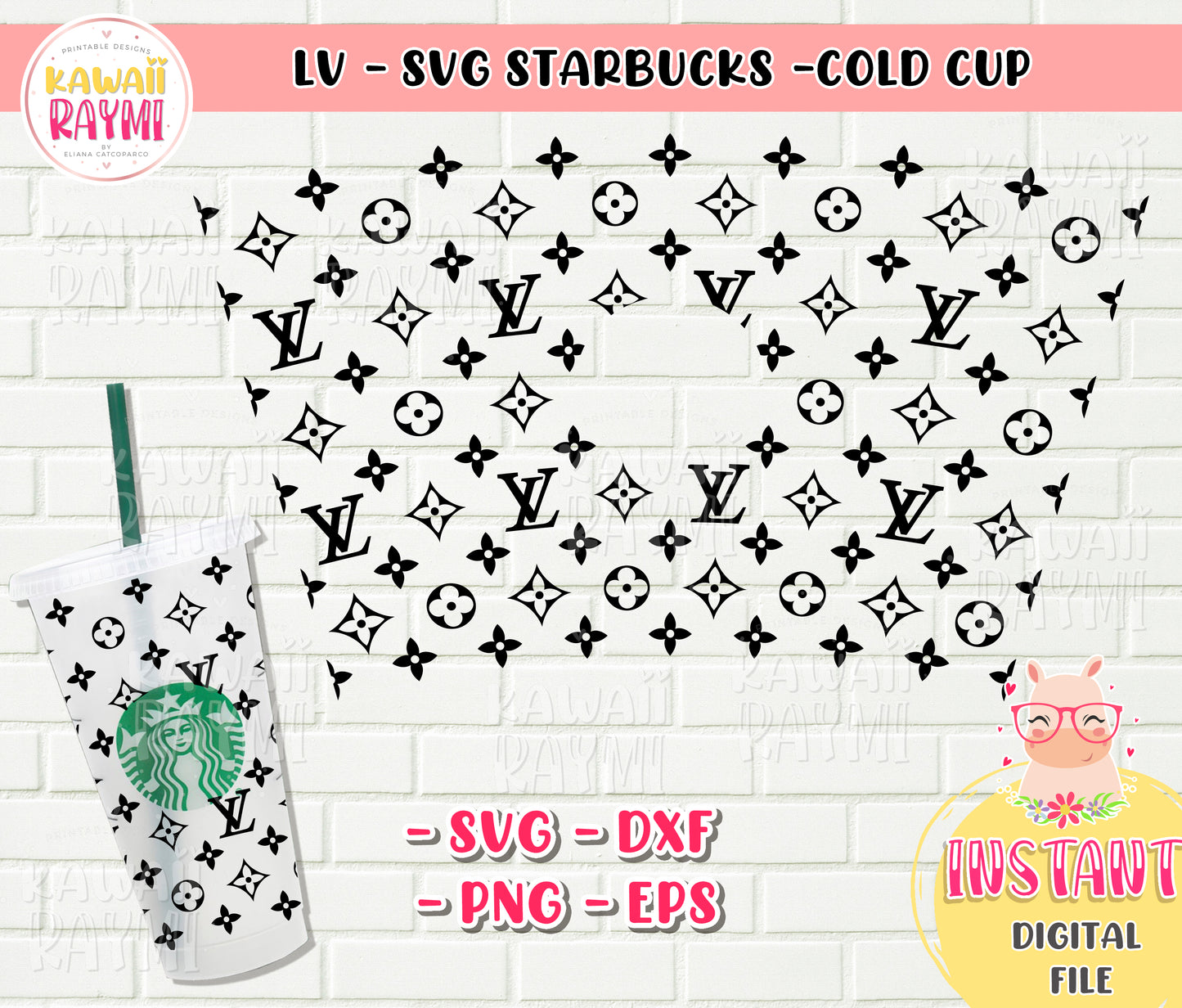 Starbucks Pattern Svg, Louis Vuitton Svg, LV Pattern, Seamless Pattern  Starbucks Swap Svg, Cricut File, Brand Logo