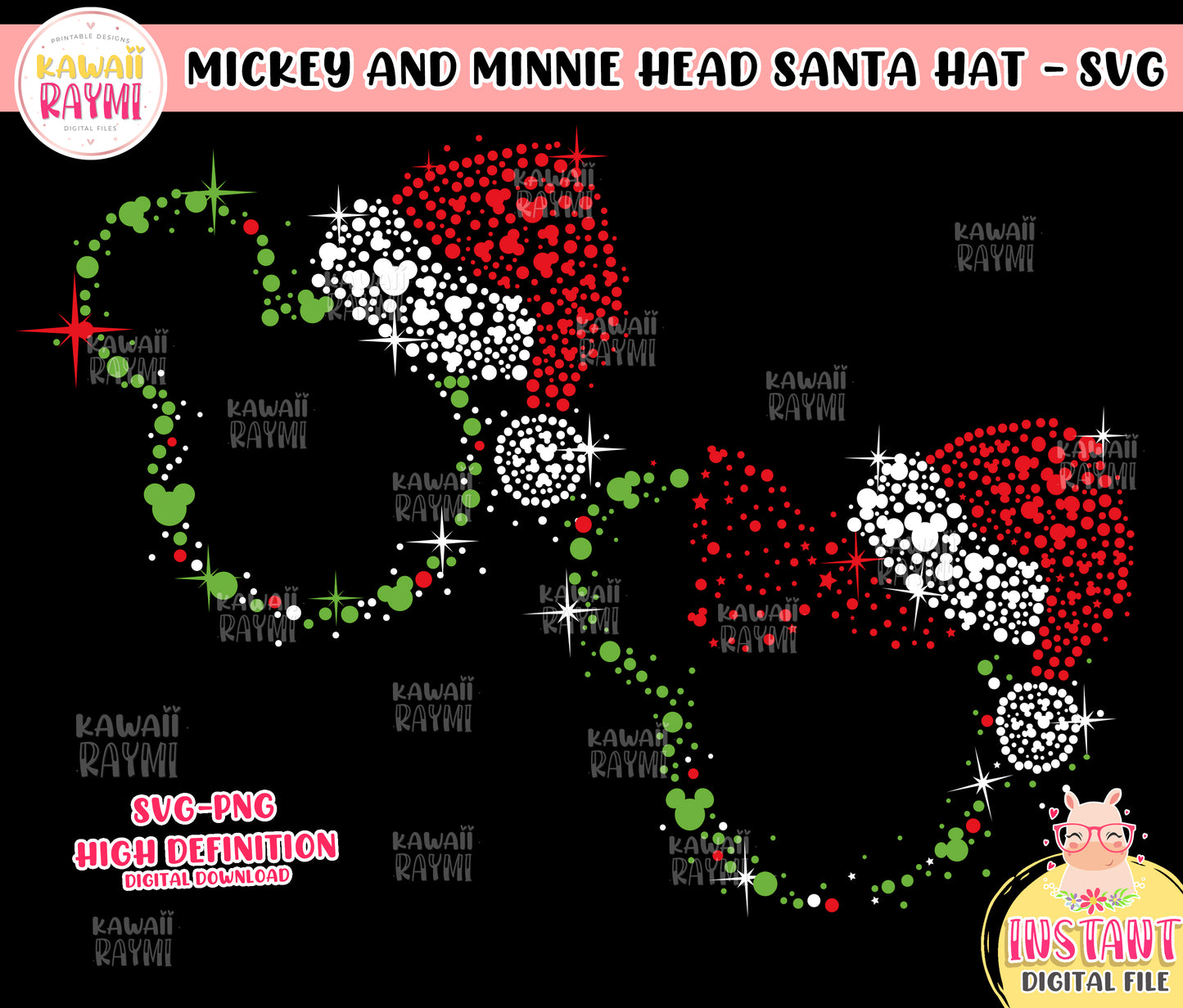 Mickey and minnie head, santa hat svg, mickey santa hat svg, minnie santa hat svg, cricut, cut file, instant download