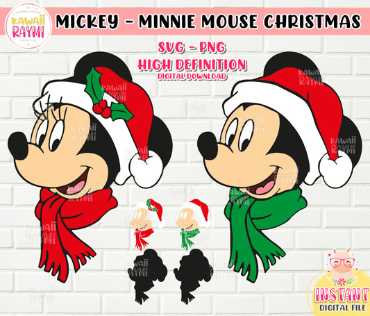 Mickey mouse SVG, PNG, Minnie mouse, merry christmas, disney christmas hat, mickey and minnie mouse