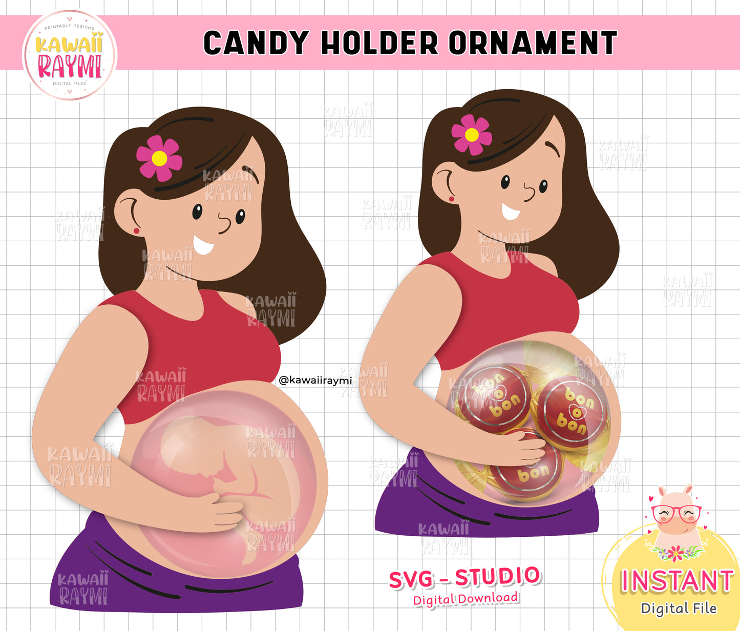 Mothers Day Candy holder ornament /Baby Shower Candy Holder/ Mothers Day papercrafts/Candy ornament/ Cricut SVG Candy Holder