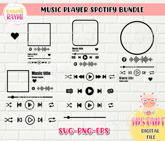 Musica Player Spotify Bundle SVG, archivo recortado spotify cricut