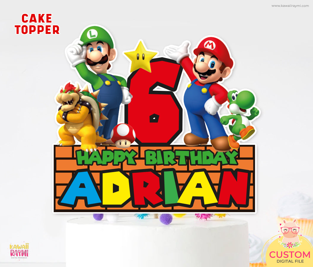 Mario Bros Cake topper, Super Mario custom Cake Topper
