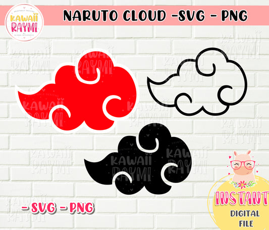 Naruto cloud SVG, anime Svg, naruto vector, anime clipart, naruto Svg, Png. Cut files-Akatsuki svg