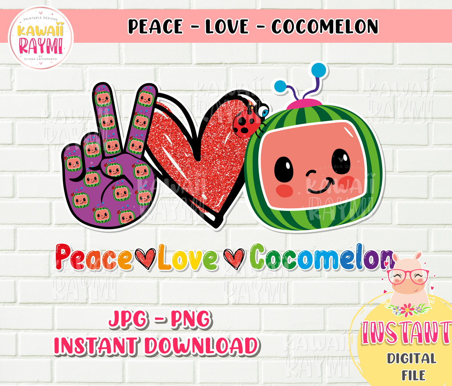 PEACE LOVE COCOMELON Inspired Design | Sublimation | Digital Download | Cocomelon PNG