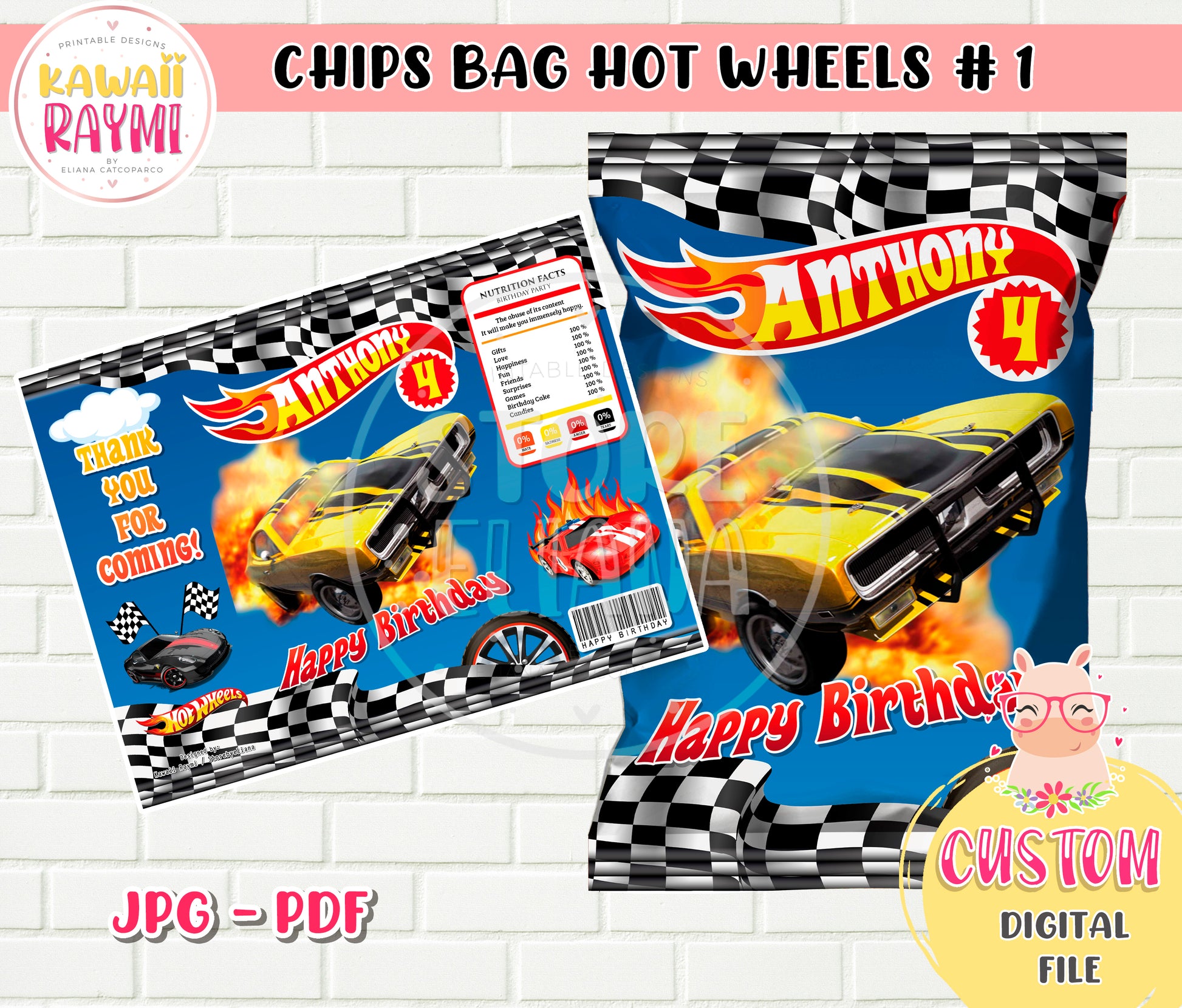 HOT WHEELS CUSTOM Chips bag PRINTABLE DIGITAL-CAR RACING custom chips – Kawaii Raymi hot-wheels-custom-chips-bag-printable-digital-car-racing-custom-chips-kawaii-raymi