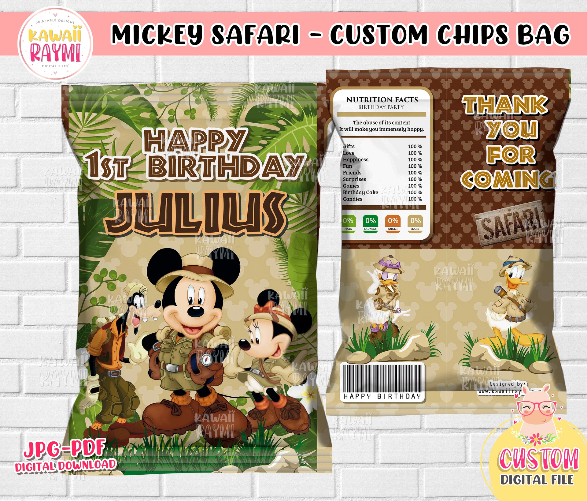 Stitch and Chip Bag with Name and Age PDF Digital File is Not