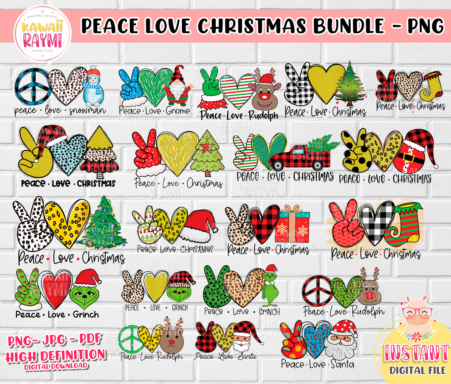 Peace Love Christmas Bundle PNG, sublimation, pdf, jpg, merry christmas iron on digital