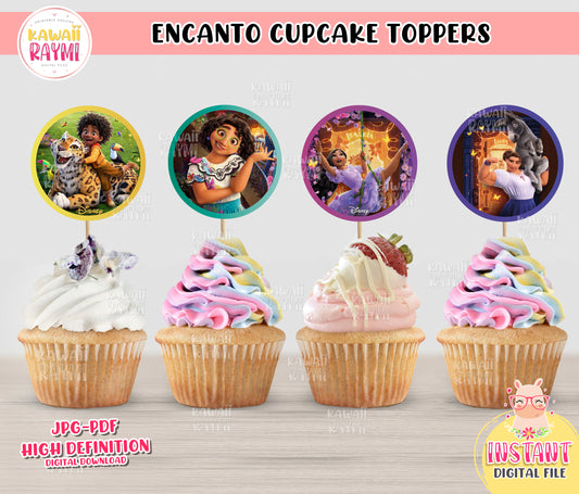 Encanto Cupcake Toppers imprimible, Cumpleaños de Encanto, Fiesta de Mirabel imprimible, descarga instantánea