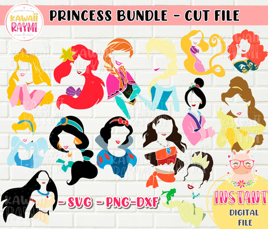 DISNEY PRINCESS BUNDLE SVG-cut file- layered-cricut-Instant Download
