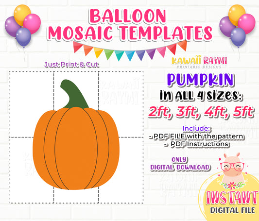 Pumpkin from Balloons, Mosaic from Balloons, Halloween Decor, DIY Pumpkin, Mosaic Template, 2ft, 3ft, 4ft, 5ft, DIY Decor, Pumpkin Decor