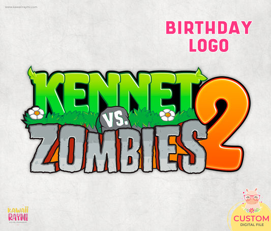 Logotipo personalizado de Plants vs Zombies, logotipo de cumpleaños