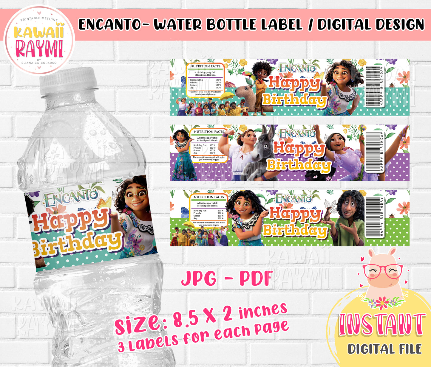 Encanto water bottle label, instant download, encanto birthday