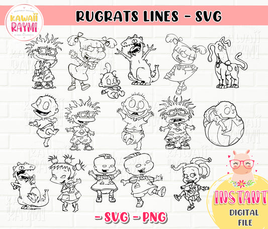 Rugrats líneas SVG-PNG-Cricut-Cut file-Descarga instantánea