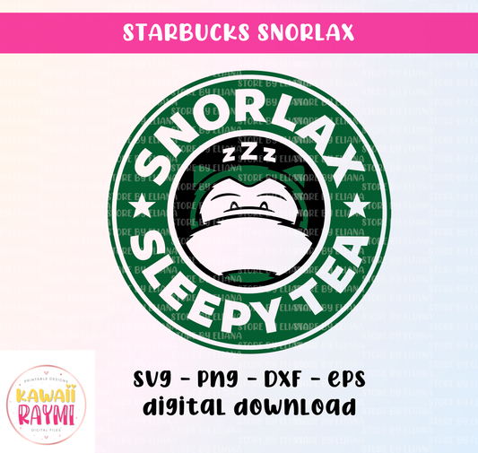 Snorlax svg, snorlax sleep tea svg, starbucks snorlax pokemon svg, instant download, cricut
