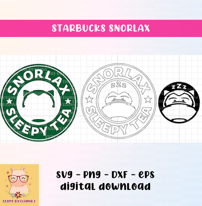 Snorlax svg, snorlax sleep tea svg, starbucks snorlax pokemon svg, instant download, cricut