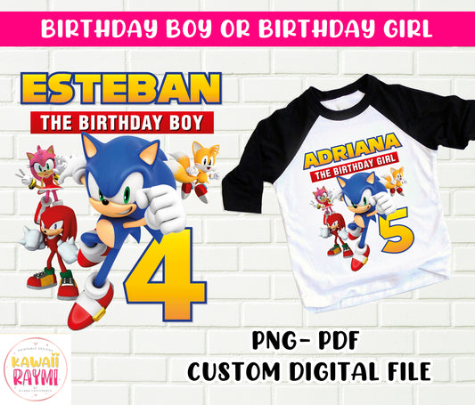 Camiseta de cumpleaños personalizada de Sonic