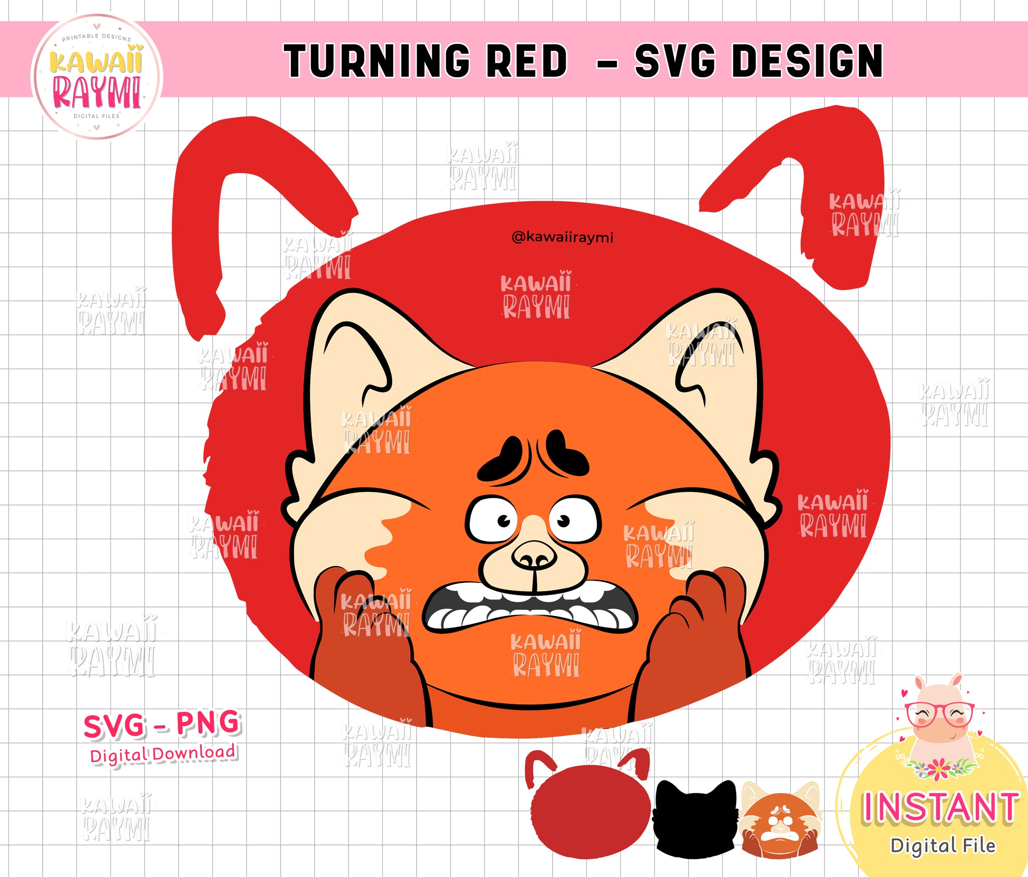 Turning red svg, cricut red panda, turning red cut file, instant downl ...