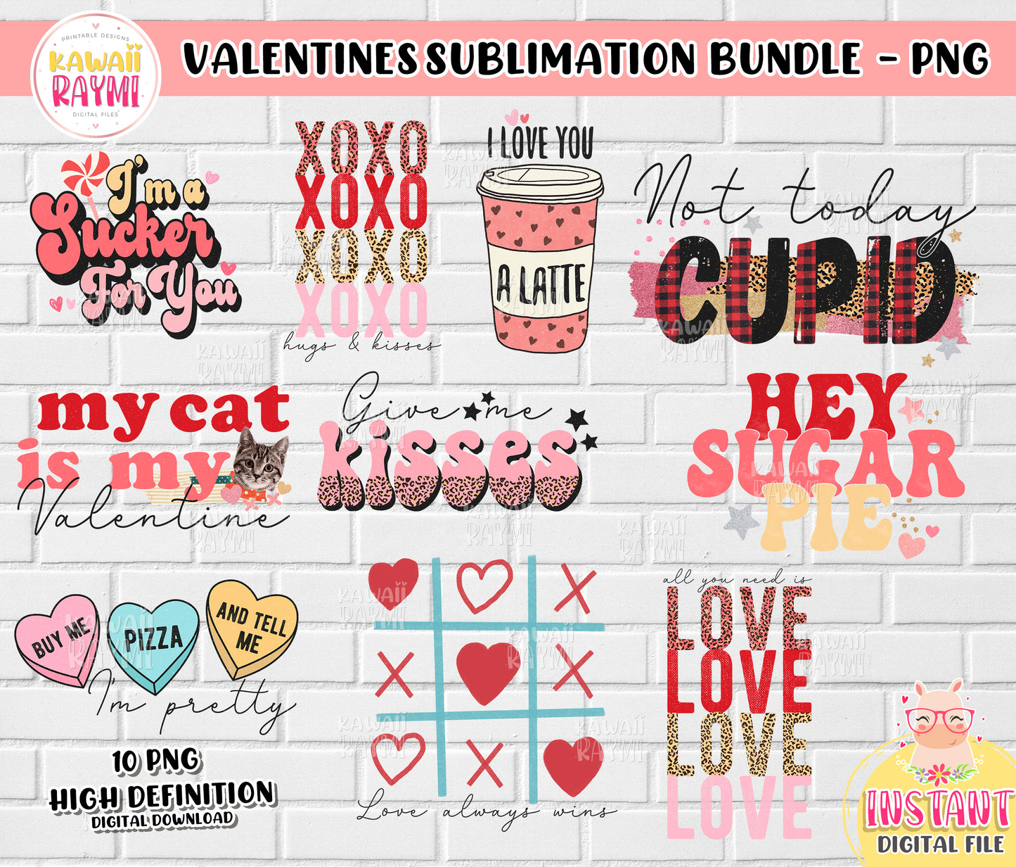 Valentine's Day sublimation PNG, Valentines Bundle sublimation PNG, iron on design, Instant download