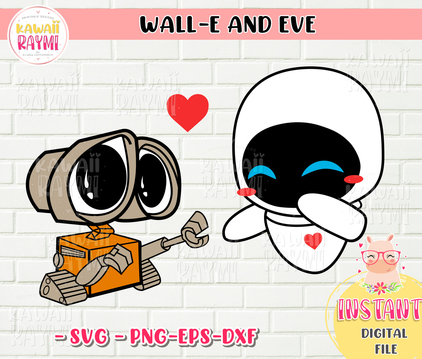 Wall-e and Eve-SVG-PNG-Cut file -Love-Instant Download