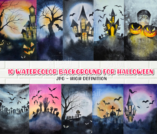 Watercolor background halloween JPG-high definition