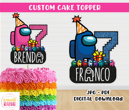 AMONG US custom cake topper Digital file, GAMER among us