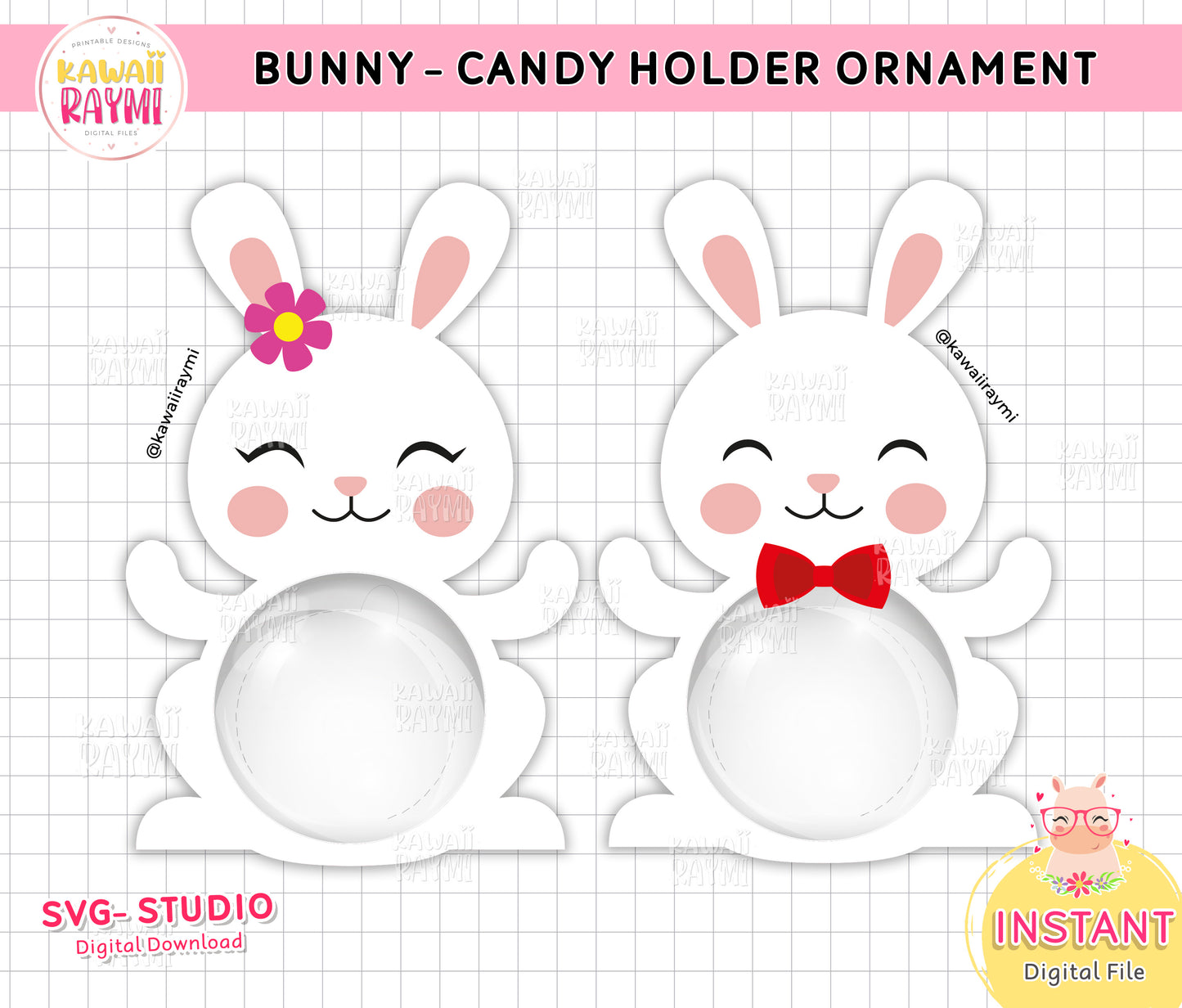 candy holder bunny svg, studio, bunny easter candy holder ornament template, digital file