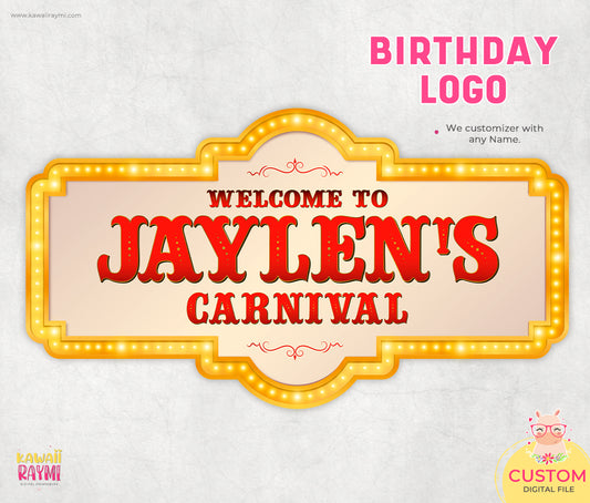 Signo personalizado de carnaval de circo, logotipo personalizado de circo