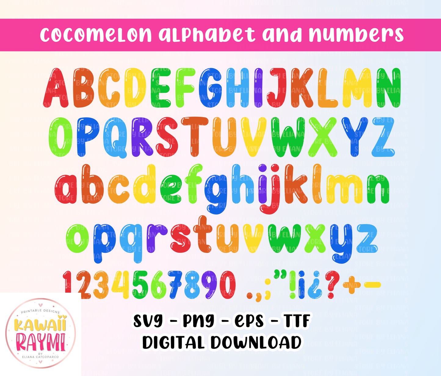 Alphabet and numbers Cocomelon font