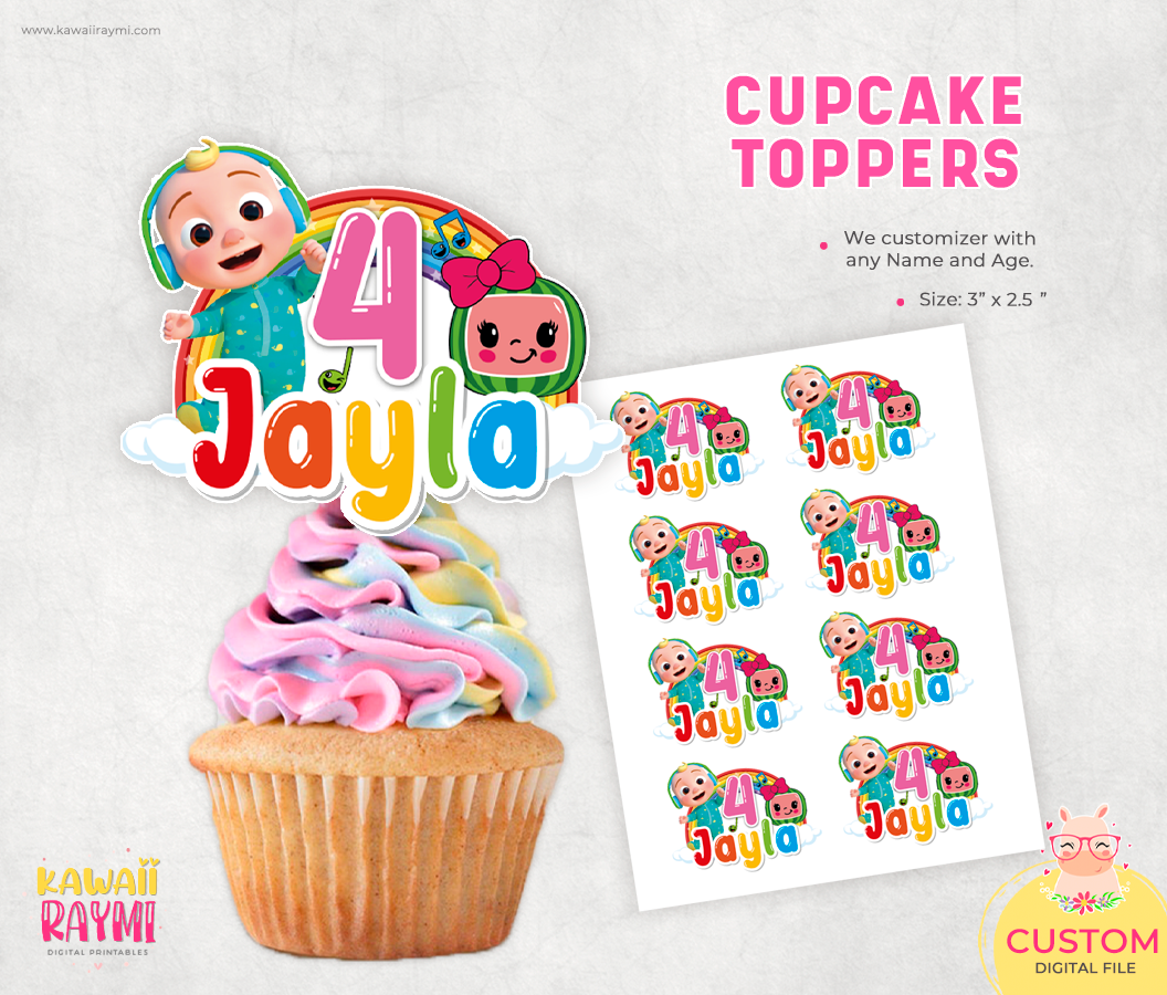 Cocomelon cupcake toppers, custom cupcakes topper jj baby