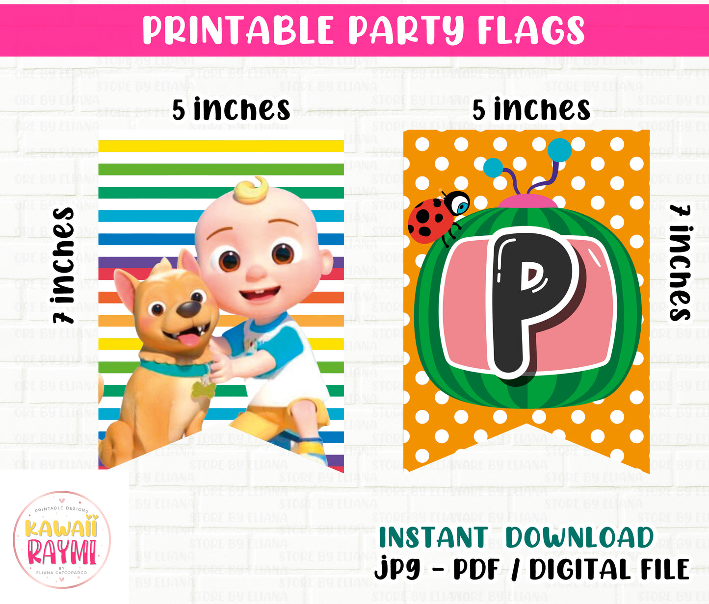 Cocomelon Happy Birthday Banner Flags